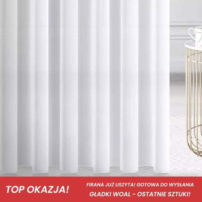FIRANA GOTOWA USZYTA - gładki biały woal - Ostatnie sztuki!